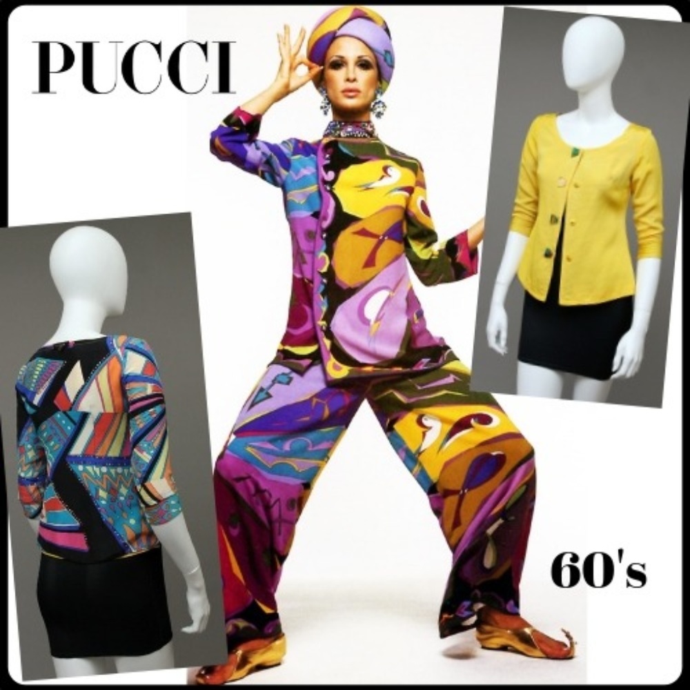 VINTAGE EMILIO PUCCI ABSTRACT LUCITE GEOMETRIC BUTTONS SPRING JACKET